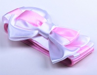 Бант атласный "Моей крохе"(розовый) с лентой 2м для конверта (одеяла) на выписку для девочек 